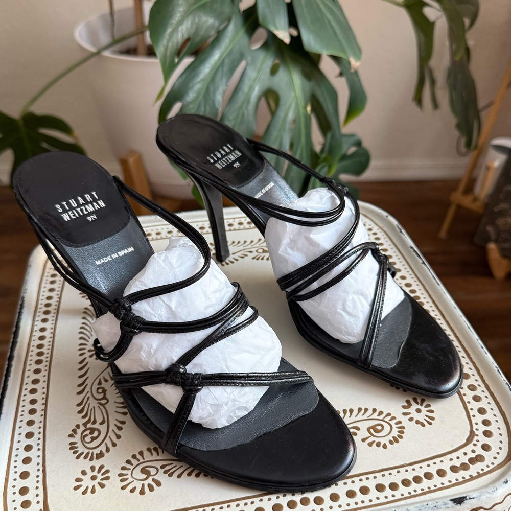 Stuart Weitzman Black Heel Strappy Sandal